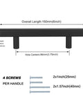 Diagram of 30 Piece 3 Inch Black Cabinet Pulls Square Stainless Steel Handles With Screws showing dimensions and included screws.