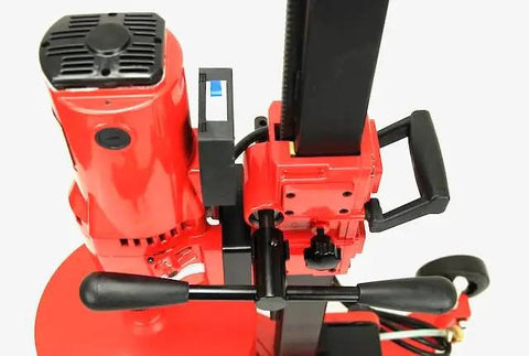 Badass 12 Inch Concrete Core Drill Rig With 12 Piece Pro Series Diamond Wet Core Bit Set 1 To 12 Inches showing top view of motor and controls.