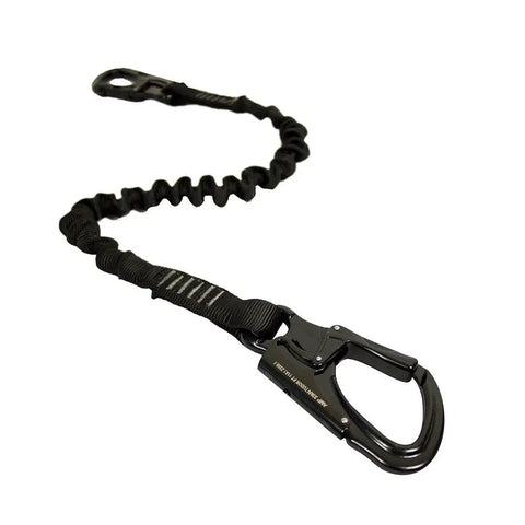 Shock Absorbing Lanyard Snap Hook With Frog Snap Hook, 5,000 LBS Rated Safety Lanyard, 48 Inch Length, black color