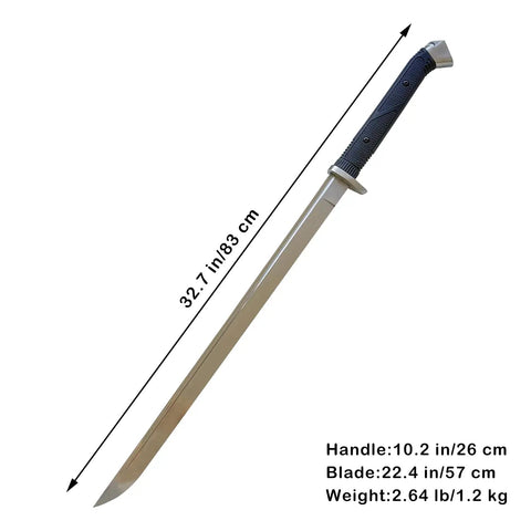 34 Inch Handmade Full Tang High Carbon Steel Samurai Katana With Scabbard, 1065 Blade, Badass TPR Grip, Stainless Guard
