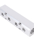 Durable Aluminum Air Manifold 4 Way 6 Port Distribution Block With One Quarter Inch NPT Output And One Half Inch NPT Supply Port