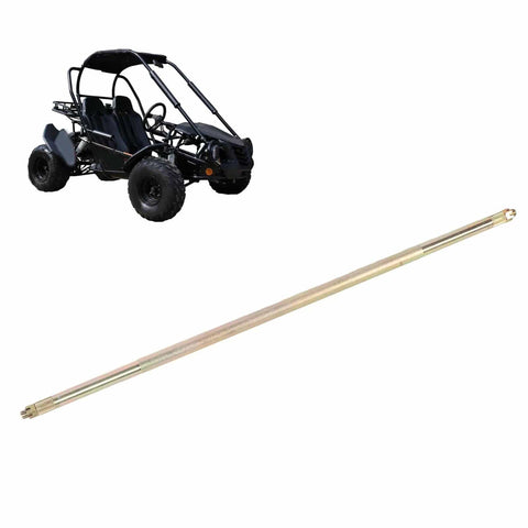 Beefy 40 Inch 23T Rear Live Axle Heavy Duty Steel Alloy With High Hardness For Go Karts ATVs Off Road Vehicles Four Wheelers Drift Trikes Durable Performance Upgrade, displayed alongside a black go-kart.