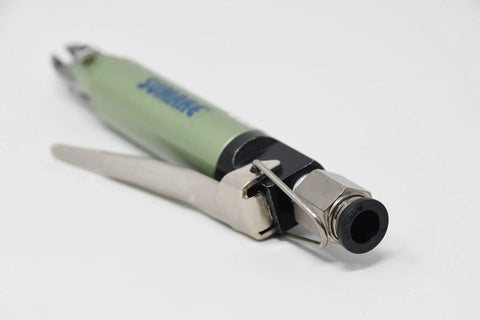 Air Nipper Wire Cutter For Cutting Plastic Copper And Steel With A Lightweight Aluminum Body Built Tough For Pro Grade Jobs 26.5 Bar Power Cuts Copper Up To 0.8mm And Steel Up To 0.5mm Includes Blade B-S10 Model ST-66710 close-up side angle
