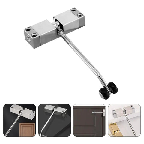 Automatic Door Closer For Home And School with silver finish for high traffic entrances, showing aluminum alloy build