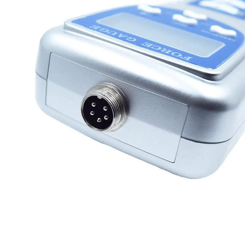 Electronic Digital Force Gauge For Tension And Compression With 100 Kg Capacity And Dual Hooks, 3 Unit Modes (Kg, Lb, Newton), 0.05 Resolution, Plus Minus 0.5 Percent Plus Two Digits Accuracy, LCD Backlit Display, Handy Testing Tool silver side view