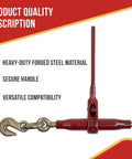 2 Pack Heavy Duty Ratchet Lever Load Binder Five Sixteenths To Three Eighths Inch Chain With Grab Hooks And Eye 7100 Lbs Red