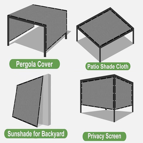 90 Percent UV Blocking Sun Shade Cloth 10x15 Feet With D Rings For Pergola Garden Patio Deck Backyard Breathable UV Resistant Cover