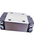 Linear slide block R162211422 single bearing unit compatible with R162219420 R162219422 in silver and black, top view