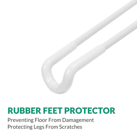Close-up of rubber feet protector on 16 Inch Hairpin Leg Set Of 4 For Furniture And DIY Projects, White Powder Coat Finish.