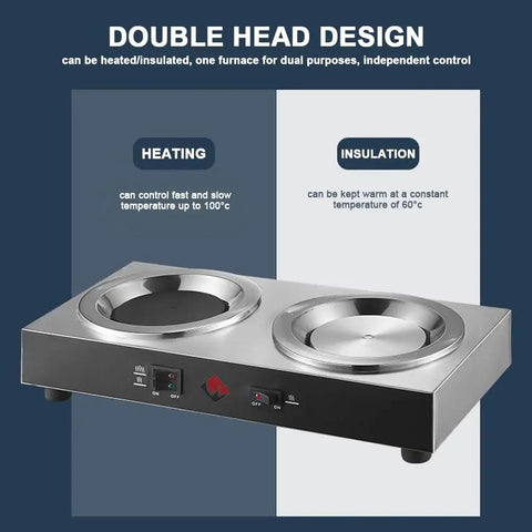 Heavy Duty Commercial Coffee Maker With Double Hot Plate Pot Warmer, Quick Heat Pour Over Brewer And Cup Warmer For Coffee Milk Tea, Solid Build Keeps Drinks Steaming Hot with dual heating and insulation.