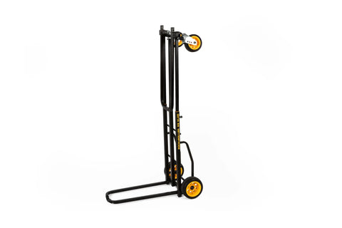 Eight In One Equipment Cart With Adjustable Height From 38 To 60 Inches Foldable Sides Textured Powder Coated Bed Non Slip Surface Quick Release Cables And Rugged Front Axle For Easy Tool Haul And Gear Transport in folded position