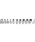 Built Tough Hss Annular Cutter Set With 13 Piece Ring Cutting Tools One Inch Full Depth Three Quarter Weldon Shank, tools arranged in a line.