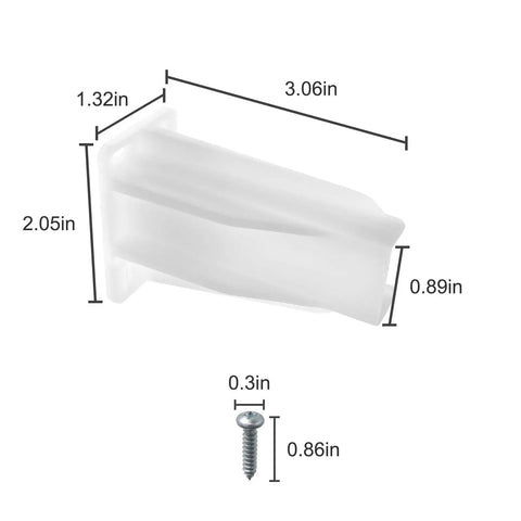 Heavy Duty White Drawer Track Back Plate Kit With Mounting Screws Replaces Side Mounted Ball Bearing Slides Kitchen Cabinet Hardware Easy Swap Fixes Wobbly Drawers Quick Assembly with dimensions