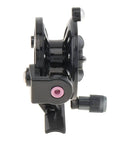 Side view of high speed lightweight spinning reel for right hand retrieve, engineered plastic, 55mm diameter, black finish.