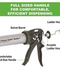 Image of B Line Manual Sausage Caulking Gun 20 Oz Heavy Duty Workhorse with full-size handle, swivel barrel, and ladder hook feature.