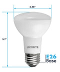 R20 LED Flood Light Bulb 6.5W, 460 Lumens, 3500K Natural White, Dimmable, Energy Star, Damp Rated, E26 Base with dimensions