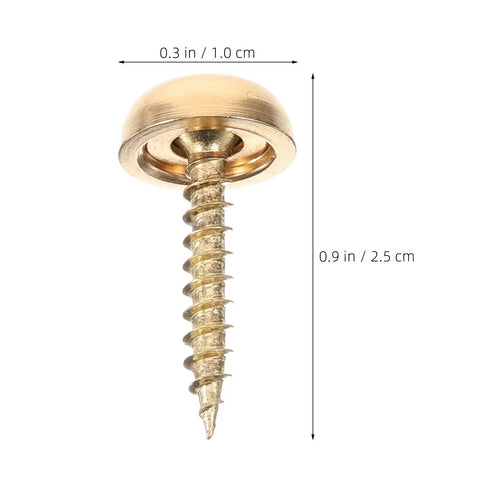16 Pieces Brass Capped Fixing Screws With Curved Decorative Head Caps For Mirrors And Furniture Golden Color Sturdy Integrated Design Built For Quick Woodworking Fixes And Easy Furniture Repair Projects