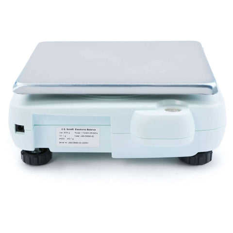Digital Precision Lab Scale 15 Kg By 0.1 g Readability With 150 By 180 mm Stainless Steel Pan, rear view
