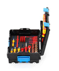 VDE Hybrid Tool Set 53 Piece Insulated Electrician Kit in L Boxx 136, open view showing tools inside black case.