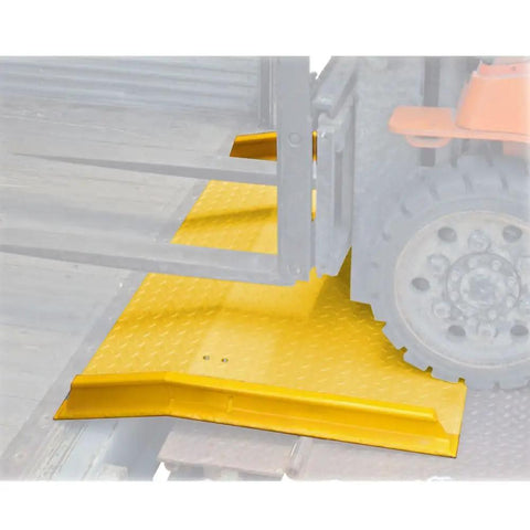 Heavy Duty Steel Dock Board Workhorse For Forklifts Bridges Truck To Warehouse Bay Rock Solid 60 By 72 Inch Plate in use with forklift.