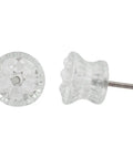 4 Piece Clear Glass Drum Sunflower Cabinet Knob Set For Dressers And Drawers Modern Hardware Handles And Pulls Totally Boss Durable Rust Free For Everyday Use, showing top and side views