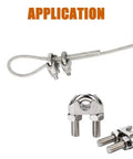 25 Pack Stainless Steel Wire Rope Cable Clamps Kit U Shaped Bolts Saddle Nuts For 1/16 Inch 1/8 Inch 3/16 Inch And 1/4 Inch Cables Corrosion Resistant Heavy Duty DIY Rigging Fasteners application on wire