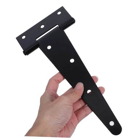NAMOARLY heavy-duty gate hinge, black steel with a slotted design and mounting holes.