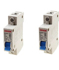 Two Pack One Pole 230 400V Low Voltage Miniature Circuit Breaker 1A DIN Rail Mount DZ47 63 C1 Industrial Grade front view
