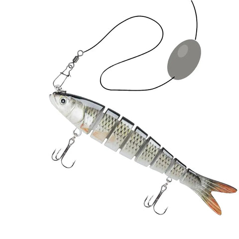 Speed Clips Fishing Lures 50 Pack Stainless Steel Snaps Swivels With Rolling Ball Bearing Barrel Swivel For Freshwater And Saltwater Quick Change Design 24 Pound Test Durable Lure Swap Kit attached to segmented fish lure