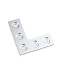 4 Pack L Shaped 90 Degree Corner Connector Plates For Aluminum Profiles, Five Hole Mount, 6063-T5 Aluminum Alloy in Silver Finish