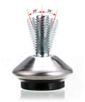 Heavy Duty Swivel Leveling Feet For Furniture And Workbenches Adjustable From 0.5 To 0.8 Inches In Height Angles From 90 Degrees To 70 Degrees Non Slip Pads For Quiet Movement Reduces Wobble And Protects Floors Includes T Nut 12 Pack - angled view of M6 adjustable foot with degree markers