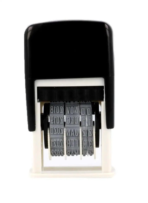 Heavy Duty Self Inking Date Stamp With Military And Euro Styling Prints Sharp Black Ink Dates For Over A Decade Of Daily Grind front view