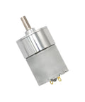 Side view of Aynaxcol JGB37-520 12V 600rpm geared micro DC motor with 37mm gearbox and output shaft.