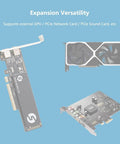 Expansion versatility showcasing external GPU, PCIe network card, and sound card for enhanced gaming and workstation performance.