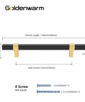 Black And Gold Cabinet Pulls 10 Pack 5 Inch Hole Center Drawer Handles dimensions and design illustration