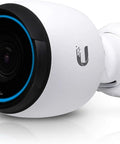 Close-up view of 25 Pack Box Renewed UniFi 4K Ultra HD Outdoor Bullet Network Camera showcasing lens and body design.