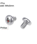 Legit Top Shelf M4x5mm Pan Head Phillips Machine Screws 304 Stainless Steel, two screws shown close-up.