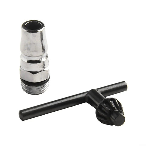 Heavy Duty Pneumatic Right Angle Die Grinder 15000 RPM parts including a chrome air fitting and black adjustment tool.
