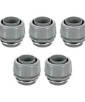Five Pack Boss Grade 2 Inch NPT Nonmetallic PVC Flexible Conduit Connector Set With 180 Degree Bend, gray connectors for wiring.