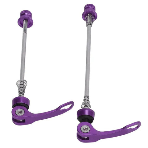 2 Pack Bicycle Quick Release Skewers Aluminum Alloy Front And Rear Wheel Axle Clips 100mm Front 135mm Rear For Road And Mountain Bikes Purple