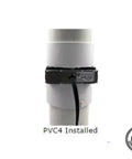 Radon Mitigation Exhaust Fan With 6 Foot Power Cord And 4 Inch PVC Pipe shown installed on duct