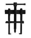 Front view of a black 3-inch two-jaw gear puller with central screw for bearing and pulley removal