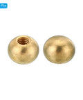 Two Brass Ball Cap Nuts M4x0.7 Thread from Pack of 10, Decorative Screw Caps for Furniture and Lighting, Front View