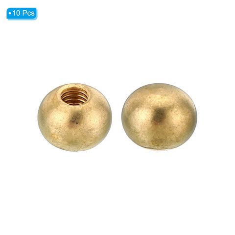 Two Brass Ball Cap Nuts M4x0.7 Thread from Pack of 10, Decorative Screw Caps for Furniture and Lighting, Front View