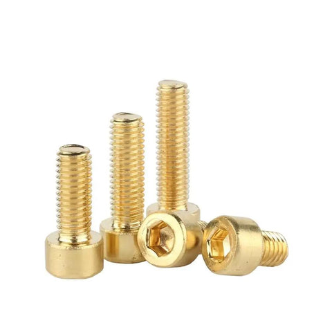 Solid Brass Copper Hex Socket Cap Machine Bolts M3 M4 M5 Precision Thread Fasteners, various lengths for DIY projects.