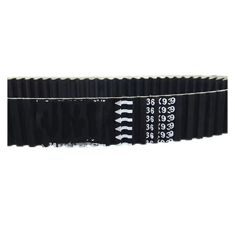 Top Tier Heavy Duty V-Drive Belt For Motorbike Transmission With Smaller Dimensions Replaces 36x939 part number, showing durable black material.