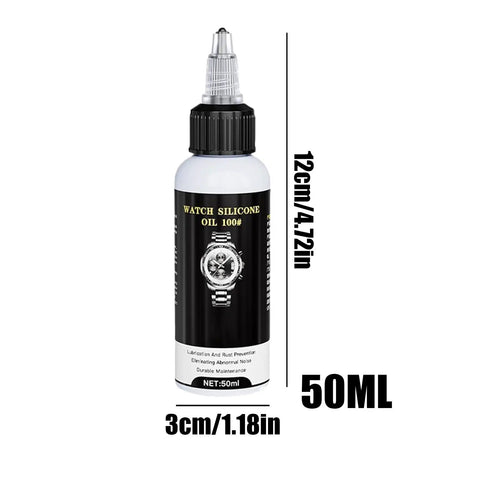 Pro Grade Clock Lubricant And Maintenance Grease For Grandfather Clocks And Watches, 50ml Bottle, dimensions labeled