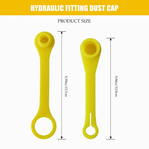 Must Have 8 Piece Hydraulic Fitting Dust Cap And Plug Set For John Deere Tractors Models 300 312 314 316 317 318 322 330 332 Replacement M132021 M132022 M132024 M70728 M132031 M132032 M132034 M85099, yellow plastic caps, 5.39in and 5.04in