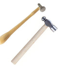 Jewelry Hammer With Solid Wood Handle And Iron Head For Precise Metalworking, Flat Face Mallet shown from side angle