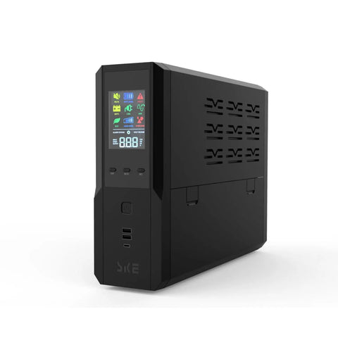 Compact 1500VA 900W UPS Battery Backup and Surge Protector for PCs with 10 outlets and LCD display